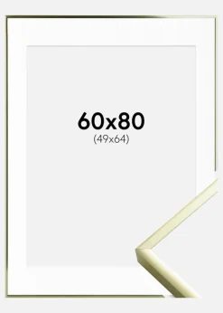 Ramme Poster Frame Aluminum Gold 60x80 cm - Passepartout Hvid 50x65 cm