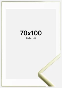 Ramme Poster Frame Aluminum Gold 70x100 cm - Passepartout Hvid 62x85 cm