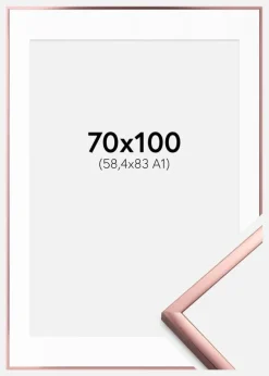 Ramme Poster Frame Aluminum Rosaguld 70x100 cm - Passepartout Hvid 59,4x84 cm