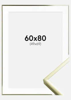 Ramme Poster Frame Aluminum Gold 60x80 cm - Passepartout Hvid 50x70 cm