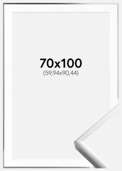 Ramme Poster Frame Aluminum Sølv 70x100 cm - Passepartout Hvid 24x36 inches