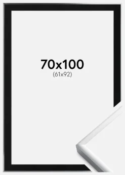 Ramme Poster Frame Aluminum Sølv 70x100 cm - Passepartout Sort 62x93 cm