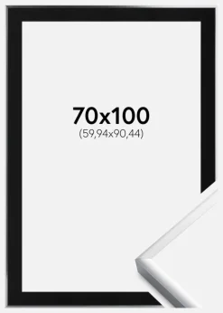Ramme Poster Frame Aluminum Sølv 70x100 cm - Passepartout Sort 24x36 inches