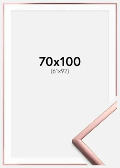 Ramme Poster Frame Aluminum Rosaguld 70x100 cm - Passepartout Hvid 62x93 cm