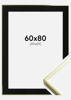 Ramme Poster Frame Aluminum Gold 60x80 cm - Passepartout Sort 50x70 cm