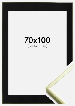 Ramme Poster Frame Aluminum Gold 70x100 cm - Passepartout Sort 59,4x84 cm (A1)