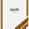 Ramme Rokoko Guld 60x90 cm - Passepartout Hvid 50x80 cm
