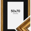 Ramme Rokoko Guld 50x70 cm - Passepartout Sort 33x56 cm
