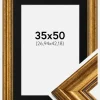 Ramme Rokoko Guld 35x50 cm - Passepartout Sort 11x17 inches