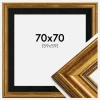 Ramme Rokoko Guld 70x70 cm - Passepartout Sort 60x60 cm