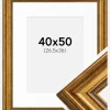 Ramme Rokoko Guld 40x50 cm - Passepartout Hvid 27,5x37 cm