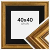 Ramme Rokoko Guld 40x40 cm - Passepartout Sort 30x30 cm