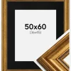 Ramme Rokoko Guld 50x60 cm - Passepartout Sort 37x46 cm