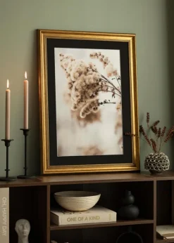 Ramme Rokoko Guld 50x60 cm - Passepartout Sort 37x46 cm