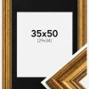 Ramme Rokoko Guld 35x50 cm - Passepartout Sort 30x35 cm
