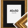 Ramme Rokoko Guld 40x50 cm - Passepartout Sort 27x35 cm