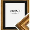 Ramme Rokoko Guld 50x60 cm - Passepartout Sort 16x20 inches