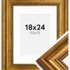 Ramme Rokoko Guld 18x24 cm - Passepartout Hvid 13x18 cm