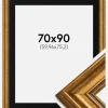 Ramme Rokoko Guld 70x90 cm - Passepartout Sort 24x30 inches
