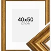 Ramme Rokoko Guld 40x50 cm - Passepartout Hvid 28x35 cm