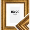Ramme Rokoko Guld 15x20 cm - Passepartout Hvid 10x15 cm