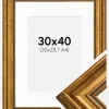 Ramme Rokoko Guld 30x40 cm - Passepartout Hvid 21x29,7 cm (A4)