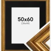 Ramme Rokoko Guld 50x60 cm - Passepartout Sort 35x45 cm