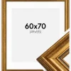 Ramme Rokoko Guld 60x70 cm - Passepartout Hvid 50x56 cm