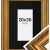 Ramme Rokoko Guld 20x30 cm - Passepartout Sort 10x20 cm