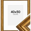 Ramme Rokoko Guld 40x50 cm - Passepartout Hvid 27x35 cm