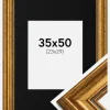 Ramme Rokoko Guld 35x50 cm - Passepartout Sort 24x30 cm