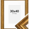 Ramme Rokoko Guld 30x40 cm - Passepartout Hvid 18x27 cm