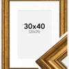 Ramme Rokoko Guld 30x40 cm - Passepartout Hvid 21x30 cm