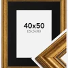 Ramme Rokoko Guld 40x50 cm - Passepartout Sort 27,5x37 cm