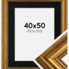 Ramme Rokoko Guld 40x50 cm - Passepartout Sort 12x16 inches