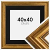 Ramme Rokoko Guld 40x40 cm - Passepartout Sort 32x32 cm