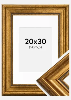 Ramme Rokoko Guld 20x30 cm - Passepartout Hvid 15x21 cm (A5)