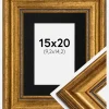 Ramme Rokoko Guld 15x20 cm - Passepartout Sort 4x6 inches