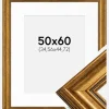 Ramme Rokoko Guld 50x60 cm - Passepartout Hvid 14x18 inches