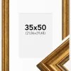 Ramme Rokoko Guld 35x50 cm - Passepartout Hvid 9x12 inches