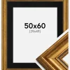 Ramme Rokoko Guld 50x60 cm - Passepartout Sort 40x50 cm