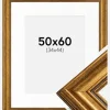 Ramme Rokoko Guld 50x60 cm - Passepartout Hvid 35x45 cm