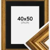 Ramme Rokoko Guld 40x50 cm - Passepartout Sort 30x40 cm