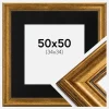 Ramme Rokoko Guld 50x50 cm - Passepartout Sort 35x35 cm