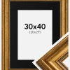 Ramme Rokoko Guld 30x40 cm - Passepartout Sort 21x30 cm