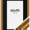 Ramme Rokoko Guld 60x90 cm - Passepartout Sort 40x70 cm