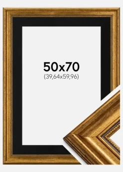 Ramme Rokoko Guld 50x70 cm - Passepartout Sort 16x24 inches