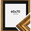 Ramme Rokoko Guld 60x70 cm - Passepartout Sort 50x56 cm