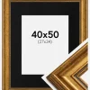 Ramme Rokoko Guld 40x50 cm - Passepartout Sort 28x35 cm