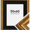 Ramme Rokoko Guld 50x60 cm - Passepartout Sort 14x18 inches